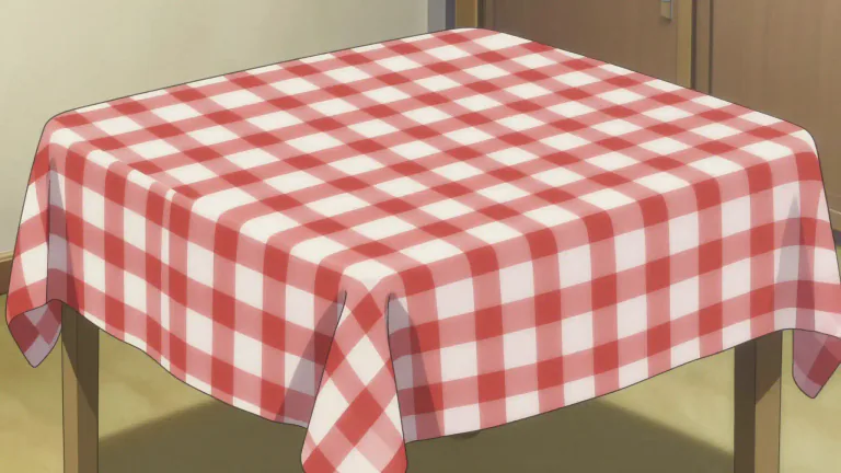 Visual representation of "tablecloth" - A cloth spread over a table, especially during meals.