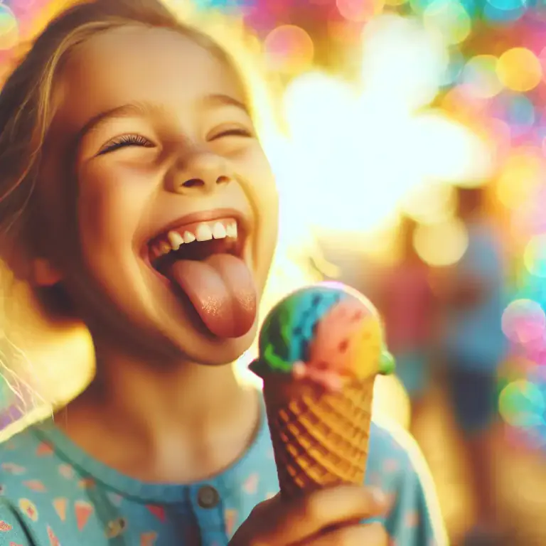 Visual representation of "lick" - A quick brushing or touching with the tongue