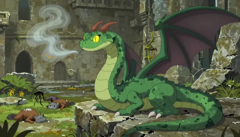 Visual representation of "basilisk" - A legendary reptile known to kill with its deadly gaze or breath, especially in ancient mythology and medieval bestiaries.