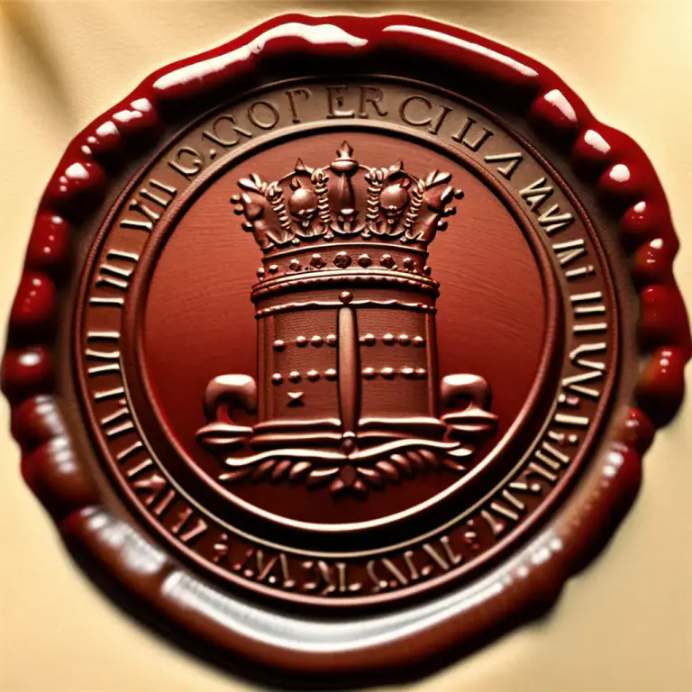 Visual representation of "cachet" - A seal on a document