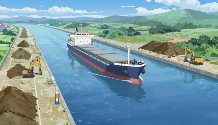 Visual representation of "navigability" - The condition of being suitable for the passage or travel by a vessel, especially a large one.