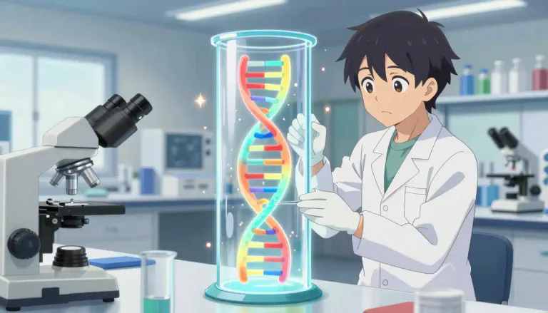 Visual representation of "recombinant" - pertaining to a DNA molecule formed by laboratory methods that combine DNA from different sources.