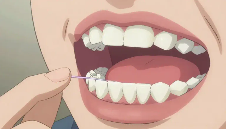 Visual representation of "floss" - A thin thread used to clean between your teeth.