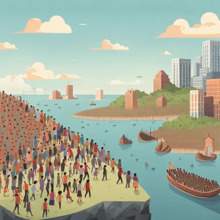 Visual representation of "transmigration" - The action or process of moving from one place to another.