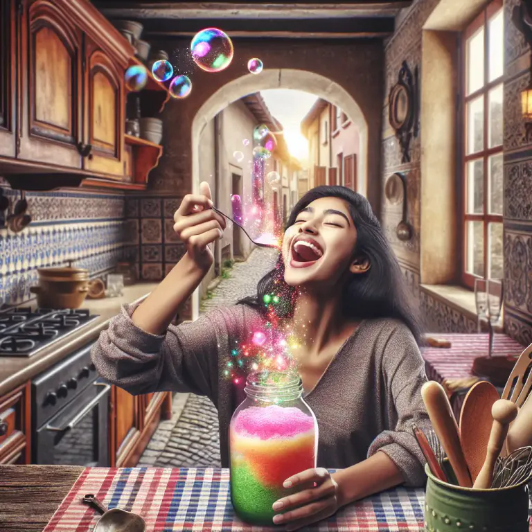 Visual representation of "sherbet" - In the UK, a fizzy powder sweet, often eaten alone or used to make drinks
