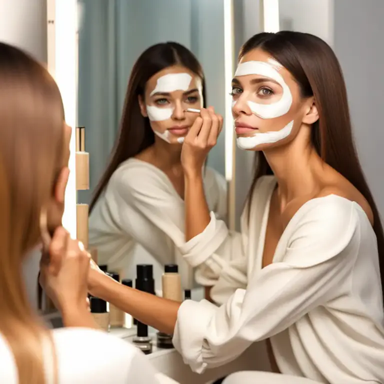 Visual representation of "foundation" - A cream or powder used as a base to even out facial skin color before applying other cosmetics