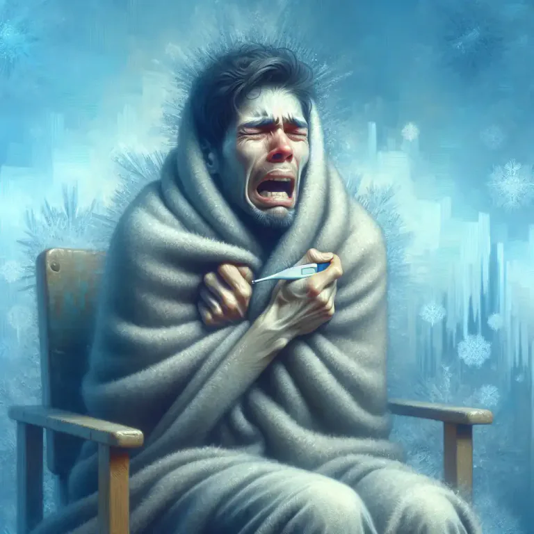 Visual representation of "shivery" - Feeling cold, with shaking movements