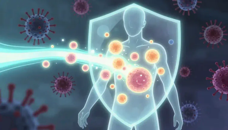 Visual representation of "interferon" - A type of protein produced by the body that helps the immune system respond to infections and diseases.