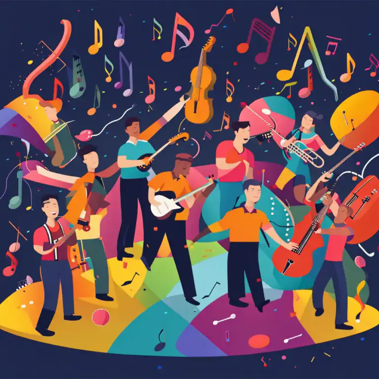 Visual representation of "strike up" - To begin to play or perform music or a song.