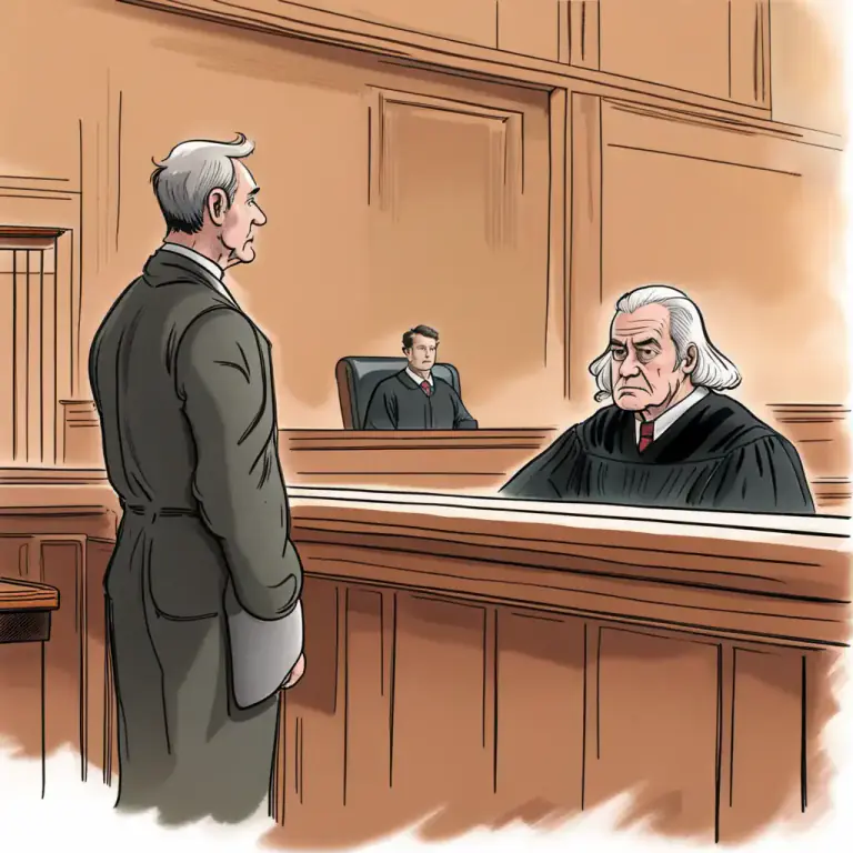 Visual representation of "bring before" - To present a person or situation to someone else, often in a court or a formal situation.