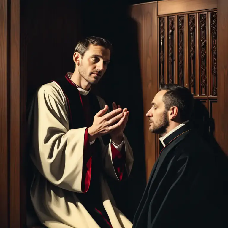 Visual representation of "absolve" - In religion, to give forgiveness to someone who has admitted their wrong doings.