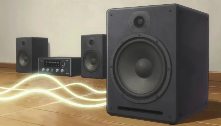 Visual representation of "subwoofer" - An electronic device used in audio systems to produce low-frequency sounds.