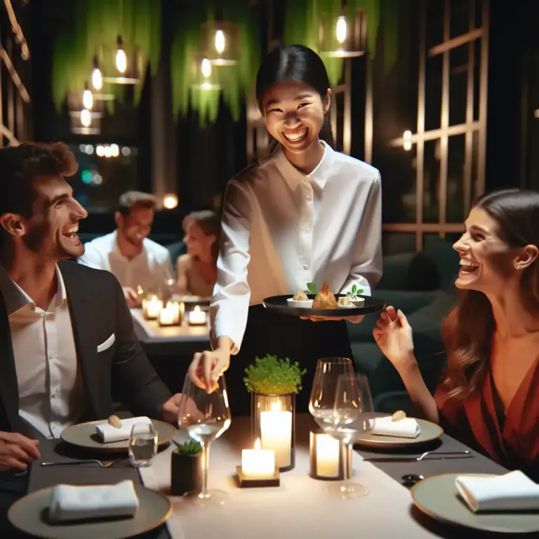 Visual representation of "wait" - To serve or assist someone in a restaurant or similar place.