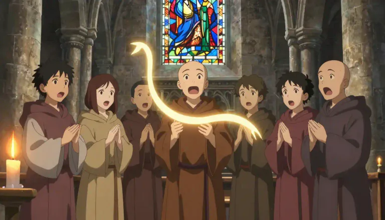 Visual representation of "plainsong" - A form of unaccompanied sacred song that developed in the medieval church, consisting of a single melodic line.