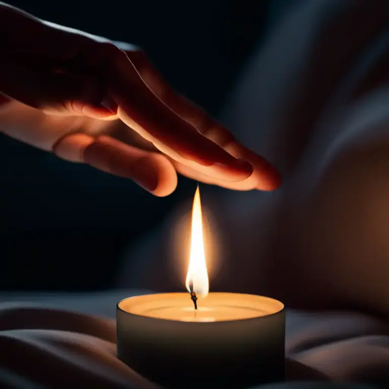 Visual representation of "pinch out" - To extinguish a small flame or light by squeezing it between your fingers