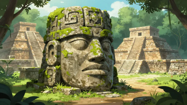 Visual representation of "olmec" - Referring to the earliest known major civilization in Mesoamerica, known for its colossal stone heads and advanced society.
