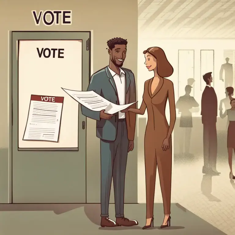 Visual representation of "proxy" - A document allowing a person to vote for another person in their absence.