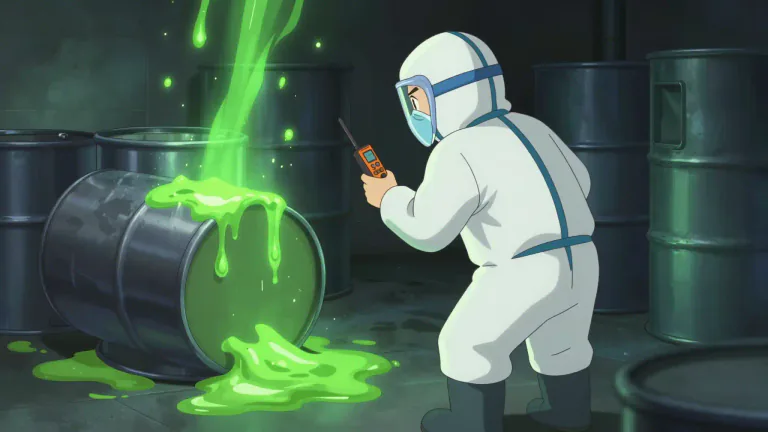 Visual representation of "radioactive" - Contains tiny pieces that send out energy which can be dangerous.
