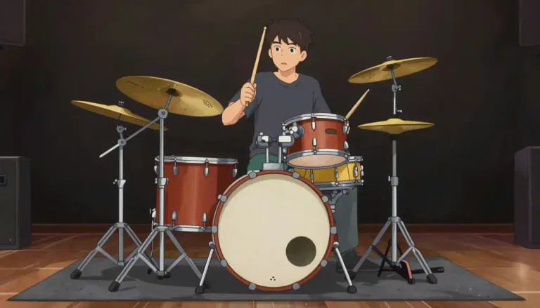 Visual representation of "drumset" - A drumset is a collection of drums and cymbals played by a single person, typically used in a band.