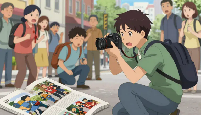 Visual representation of "photojournalism" - The practice of telling true stories using pictures, especially in newspapers or magazines.