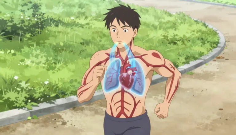 Visual representation of "cardiorespiratory" - Relating to the heart and lungs and their ability to provide oxygen to the body during physical activities.