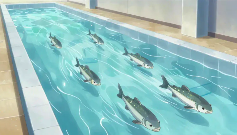 Visual representation of "raceway" - A water channel designed for racing fish or other aquatic animals.