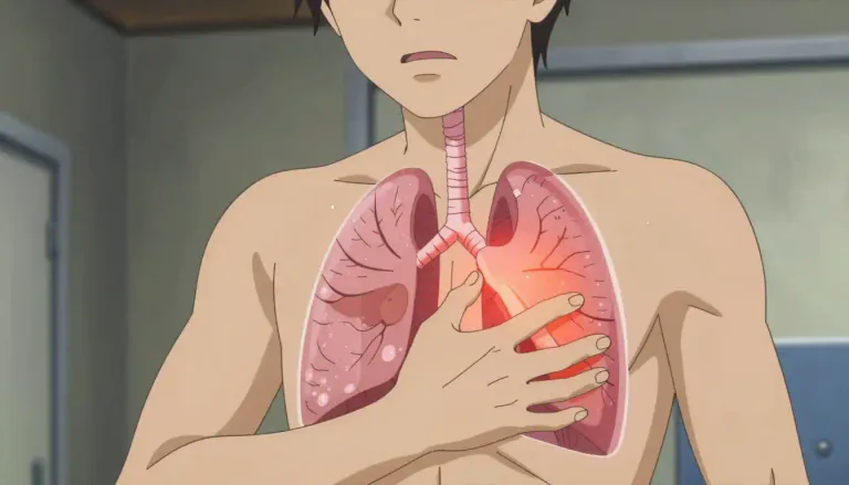 Visual representation of "pleuritic" - Relating to the pleura; often used to describe pain that is sharp and worsens with breathing movements.