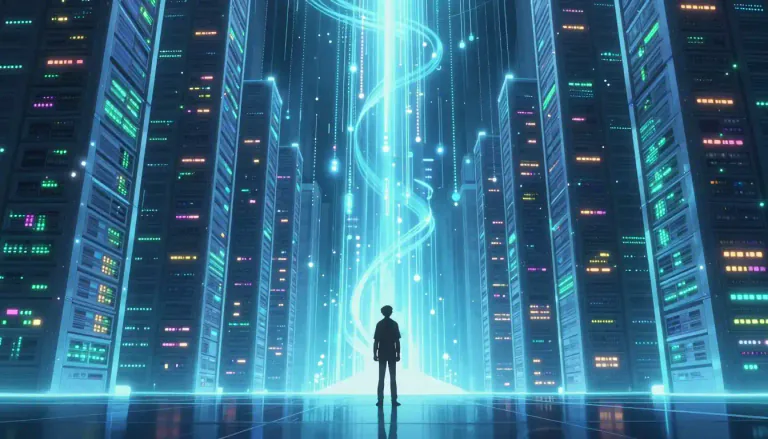 Visual representation of "exabyte" - An exabyte is a unit of data equal to one quintillion bytes (1,000,000,000,000,000,000 bytes), commonly used in measuring large amounts of digital information.