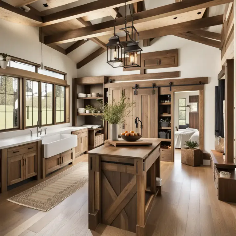 Visual representation of "farmhouse" - A type of house or architectural style that resembles houses built for agricultural purposes.