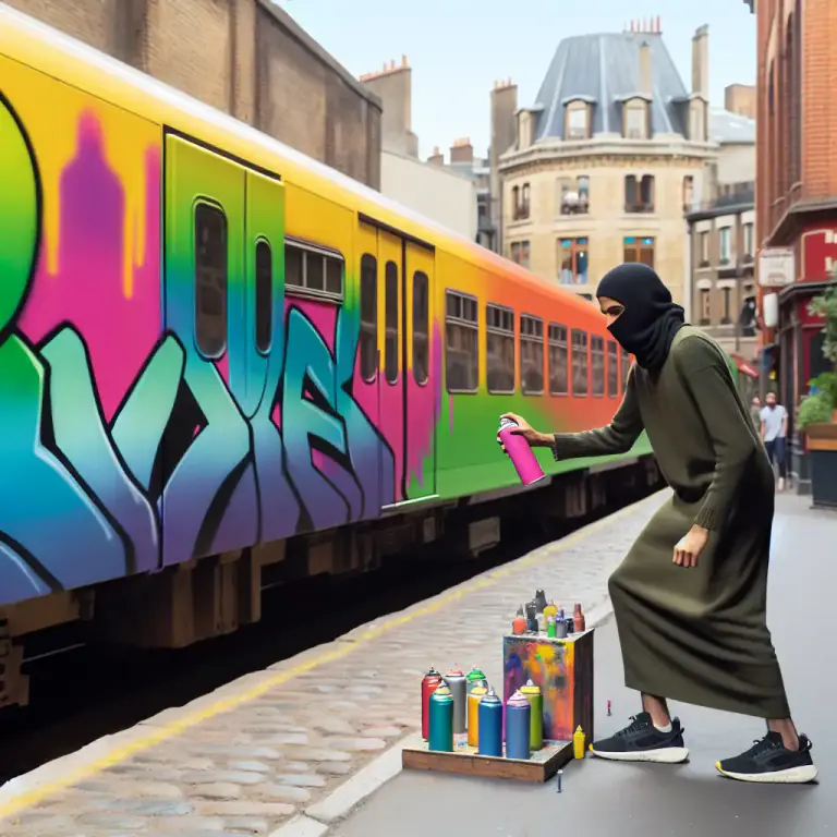 Visual representation of "graffiti" - To write, draw or scribble on a wall or other surface in a public place.