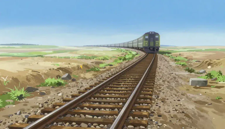 Visual representation of "railroad" - A system of tracks that trains run on
