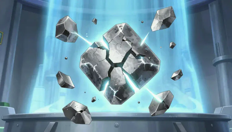 Visual representation of "fissile" - Able to split into smaller parts easily or able to be used to create nuclear energy.