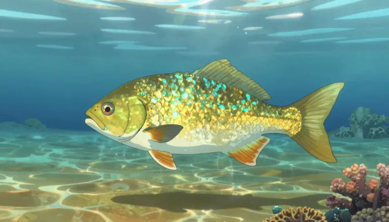 Visual representation of "dorado" - A large, brightly colored fish found in warm seas, known for its delicious taste, popular in both angling and culinary dishes.