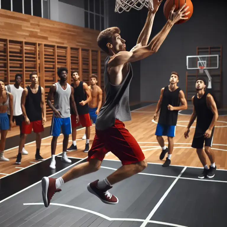 Visual representation of "rebound" - A move in basketball where a player collects the ball after a missed shot.