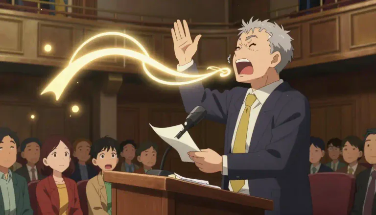 Visual representation of "rhetorical" - Related to the art of public speaking or persuasive writing.