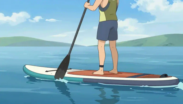 Visual representation of "paddleboard" - A paddleboard is a long, stable board used for standing or kneeling while moving across water with the help of a paddle.