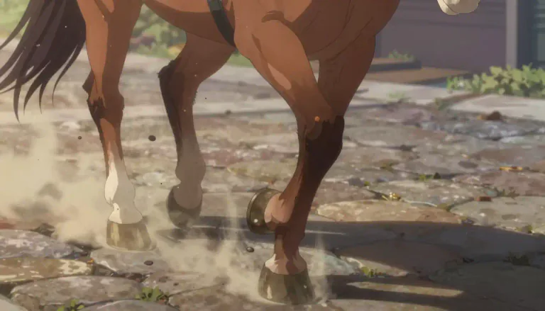 Visual representation of "clop" - To make a sound similar to that of a horse's hooves striking the ground.