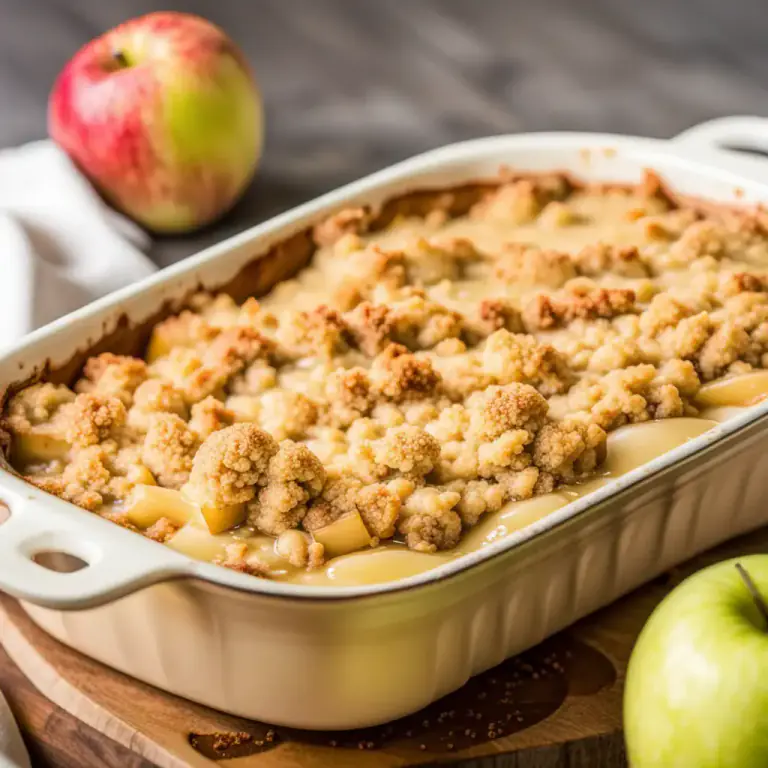 Visual representation of "crumble" - A type of dessert with fruit and a crunchy topping
