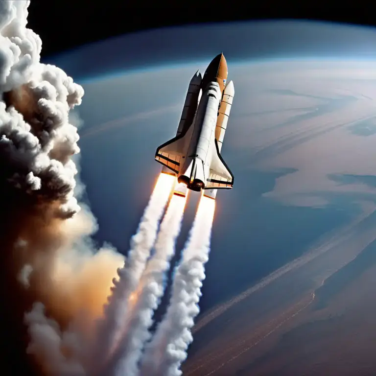 Visual representation of "shuttle" - Space shuttle, a spacecraft that can be used many times to travel to and from the earth's orbit