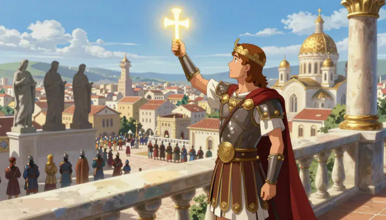 Visual representation of "constantinian" - Relating to the policies or reign of Emperor Constantine the Great, especially regarding the establishment of Christianity in the Roman Empire.