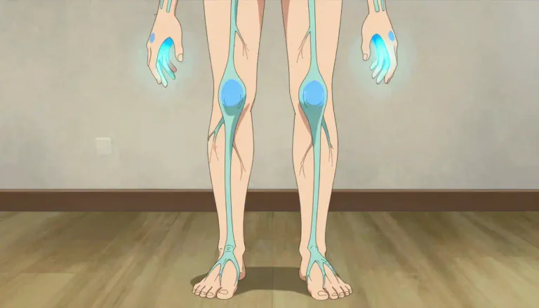 Visual representation of "polyneuropathy" - A medical condition characterized by damage to multiple peripheral nerves, leading to weakness, numbness, and pain, typically affecting both sides of the body.