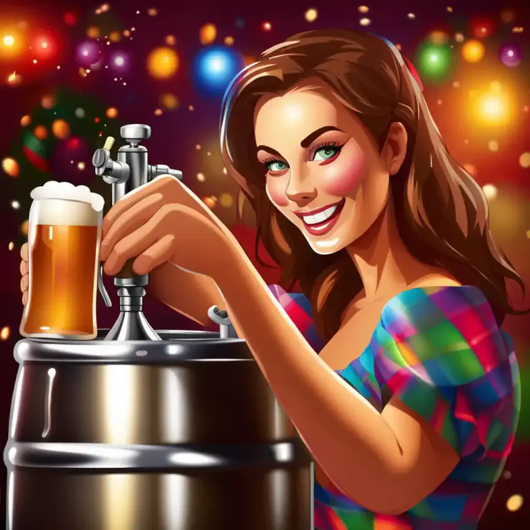 Visual representation of "tap for" - To draw a liquid, like beer, from a keg or other container by opening a tap