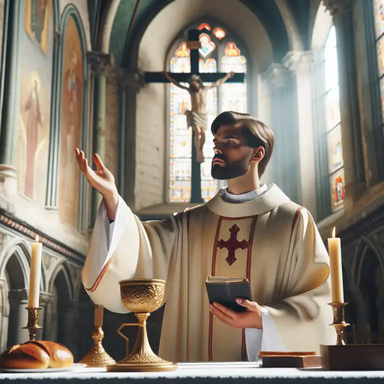 Visual representation of "eucharist" - The consecrated elements, namely the bread and wine, used in the Christian ceremony of the Eucharist.