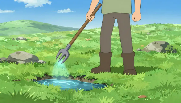Visual representation of "dowser" - A person who uses a dowsing rod to find underground water or minerals.