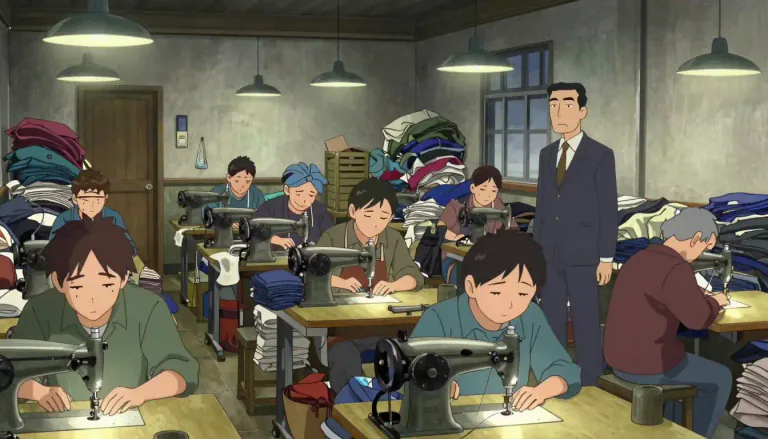 Visual representation of "sweatshop" - A sweatshop is a place where workers are employed in poor conditions, typically for very low wages and long hours.
