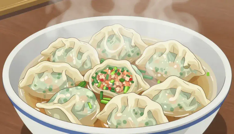 Visual representation of "wonton" - Wonton refers to a type of Chinese dumpling made of a thin dough, typically filled with meat, seafood, or vegetables.