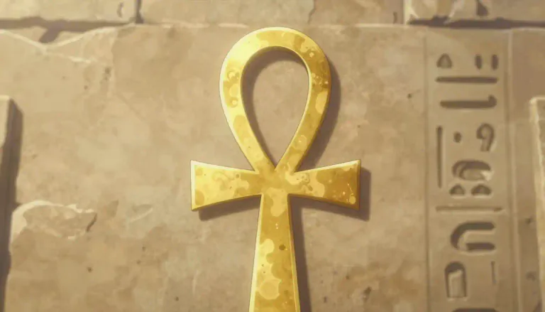 Visual representation of "ankh" - An ankh is a cross with a loop at the top, symbolizing life in ancient Egyptian culture.