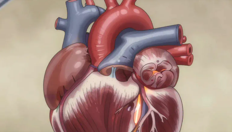 Visual representation of "myocardial" - Relating to the muscular tissue of the heart.