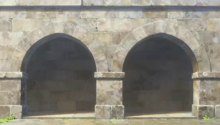 Visual representation of "spandrel" - The space that is located between two arches or an arch and a rectangular structure.
