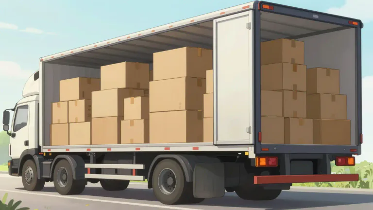 Visual representation of "truckload" - The quantity of goods that can be carried by a truck.
